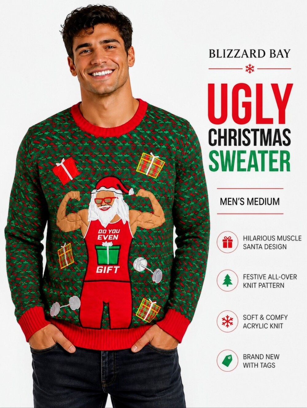 Blizzard Bay Men's "Do You Even Gift?" Ugly Christmas Sweater Size Medium